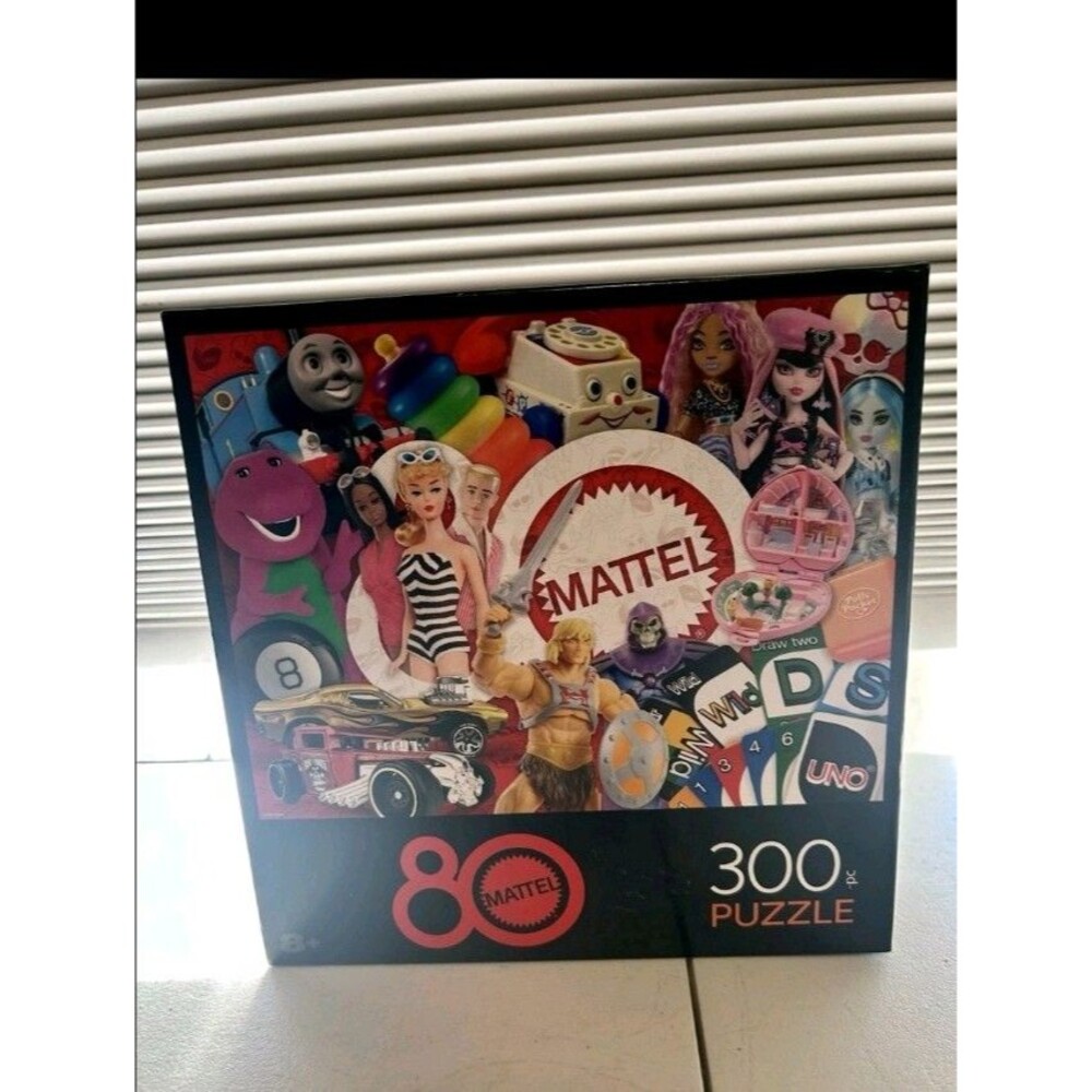 Mattel 80th Anniversary 300 Piece Puzzle Barbie UNO He-Man Thomas Barney NEW